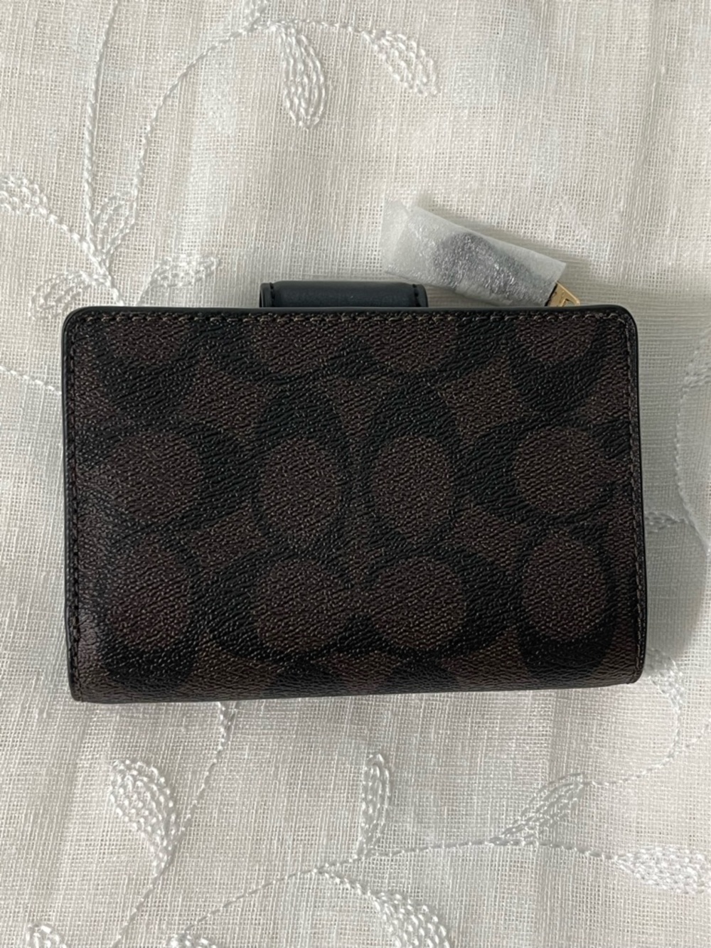 Coach Brown and Black Medium Corner Zip Signature Compact Wallet - Picture 2 of 6
